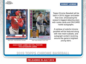 2019 Topps Chrome Baseball Jumbo HTA 8 Box Case