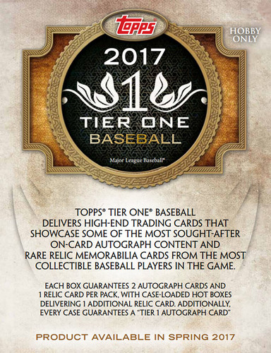 2017 Topps Tier One Baseball Hobby 12 Box Case