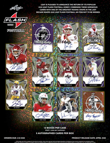 2020 Leaf Flash Football Hobby 12 Box Case