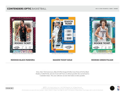 2021/22 Panini Contenders Optic Basketball Hobby 20 Box Case