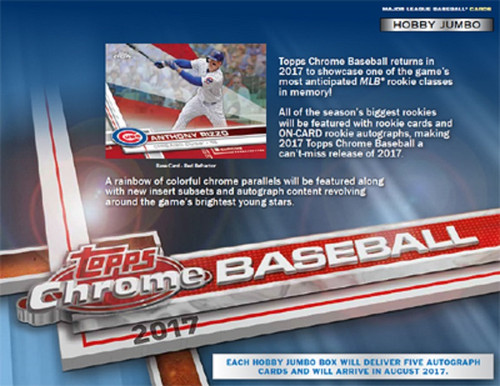 2017 Topps Chrome Baseball Jumbo HTA 8 Box Case