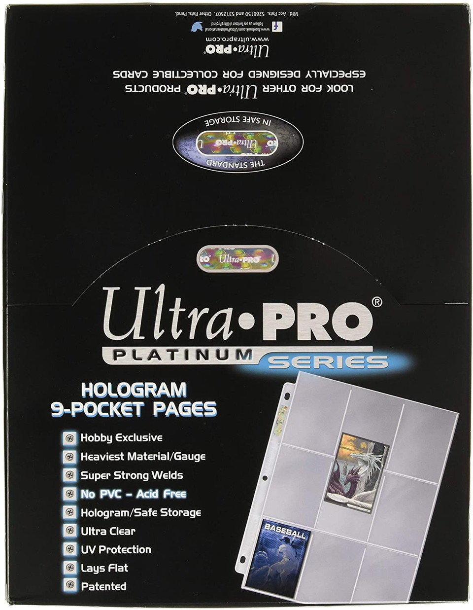 Ultra Pro 9Pocket Platinum Pages for Standard Size Trading Cards 100