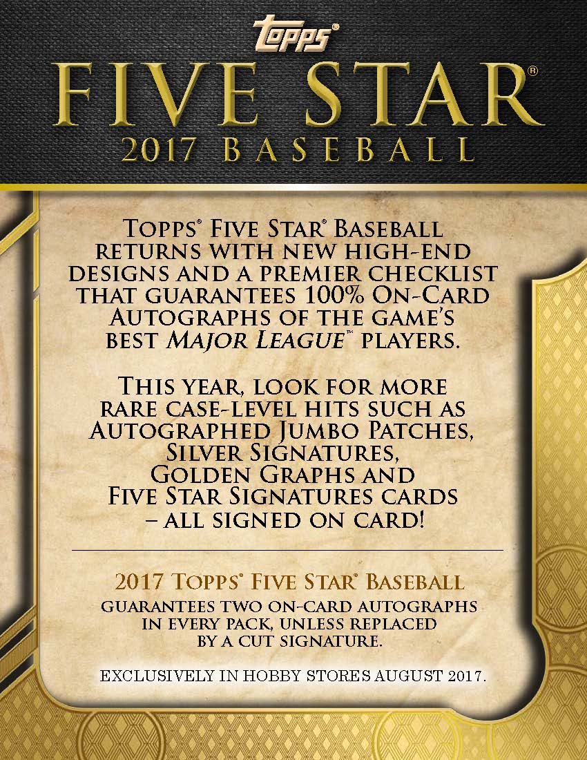2017 Topps Five Star Baseball Hobby 8 Box Case
