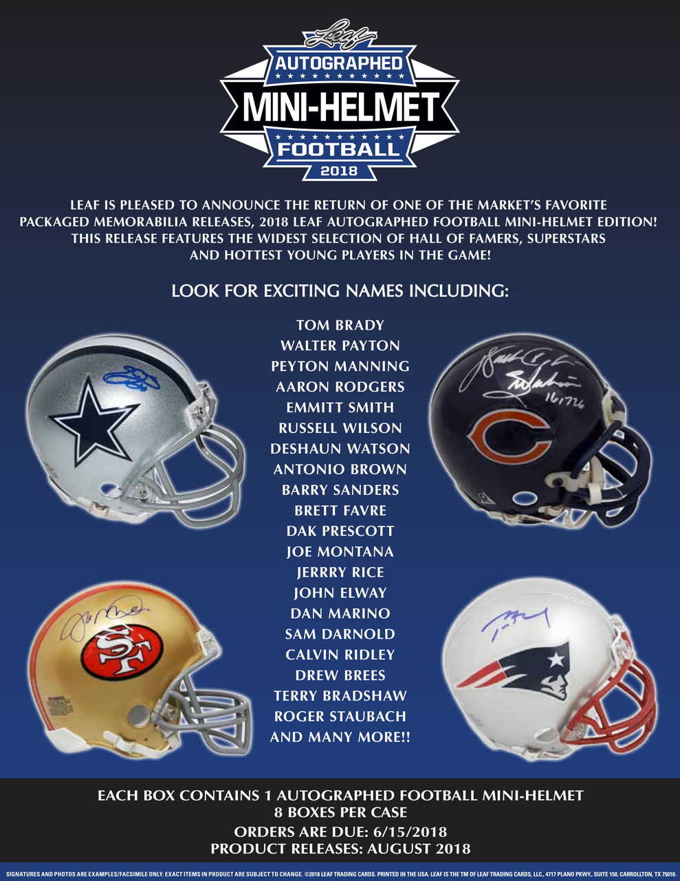 2018 Leaf Autographed Mini Helmet Football 8 Box Case 2018 Leaf Autographed Mini Helmet Football 8 Box Case