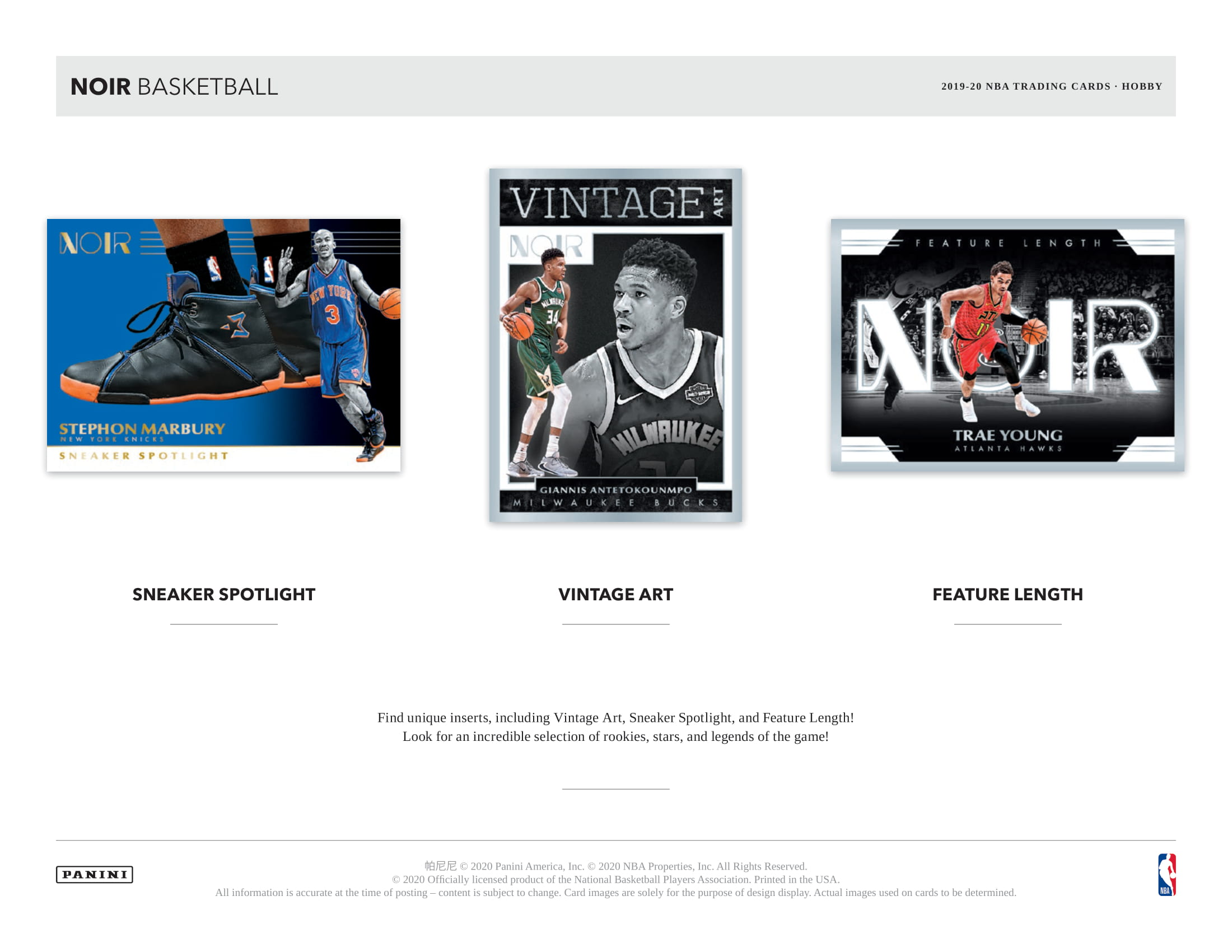 2019/20 Panini Noir Basketball Hobby Box