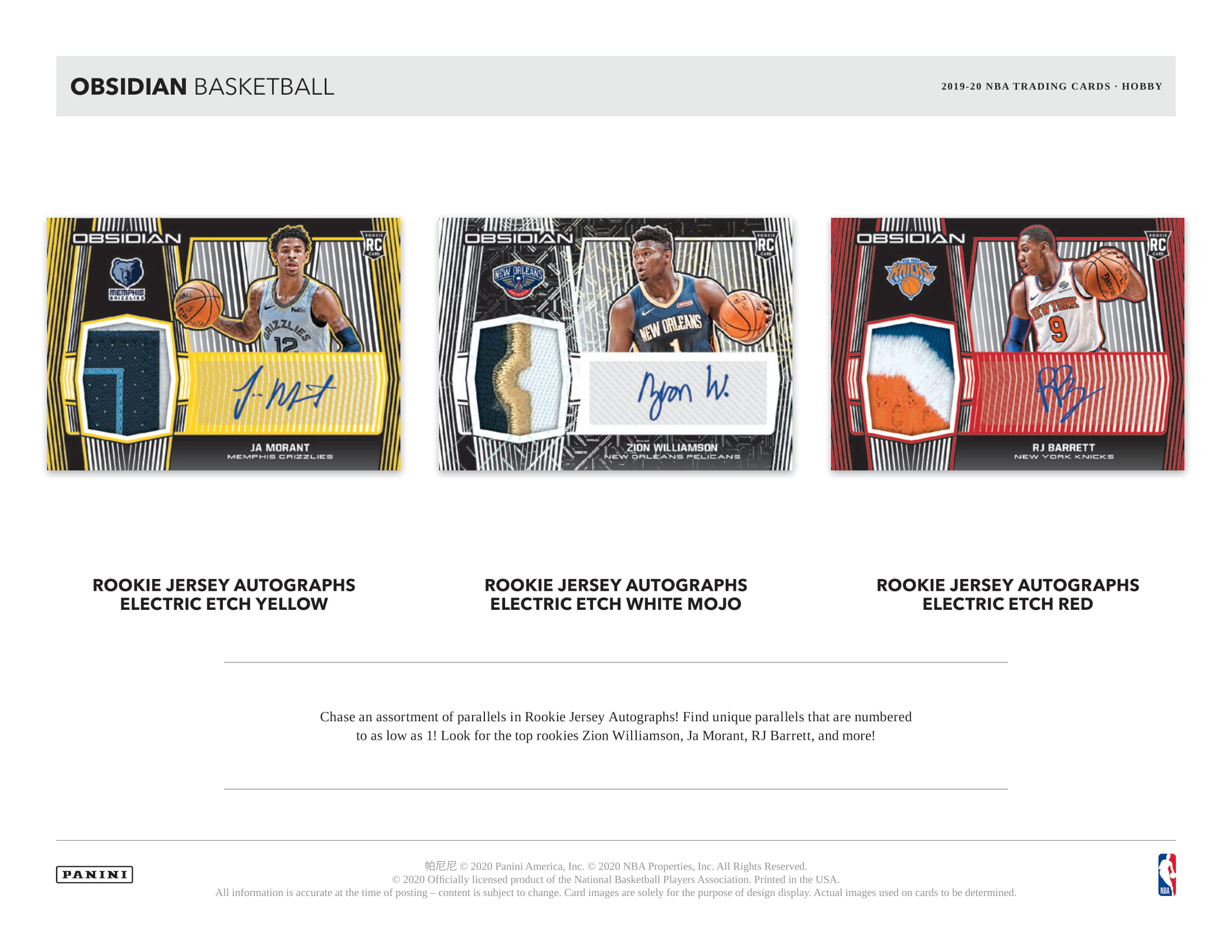 2019/20 Panini Obsidian Basketball Hobby Box