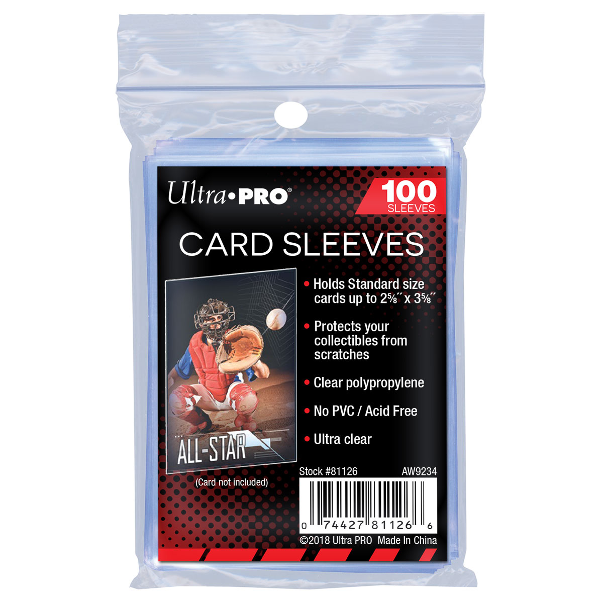 Ultra Pro 2-1/2 X 3-1/2 Soft Card Sleeves 100ct Pack
