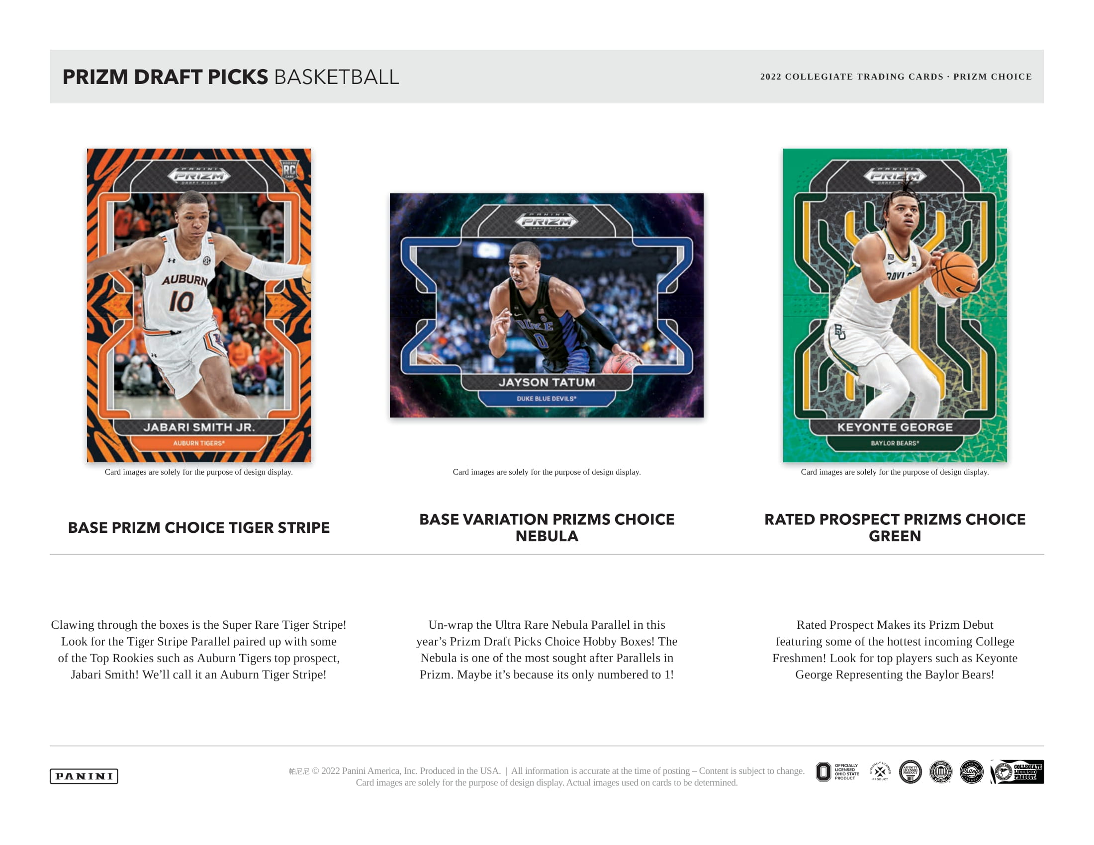 2022/23 Panini Prizm Collegiate Draft Picks Basketball Choice 20