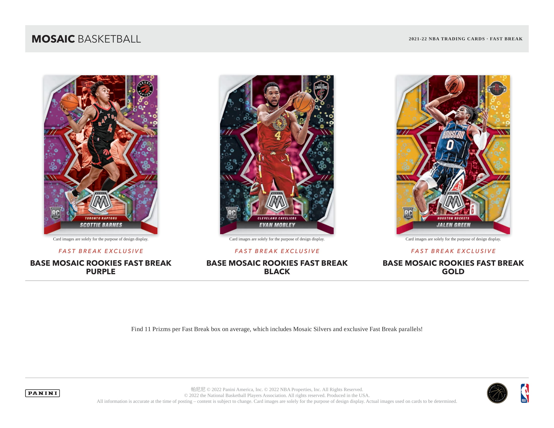 2021/22 Panini Mosaic Basketball Fast Break Box