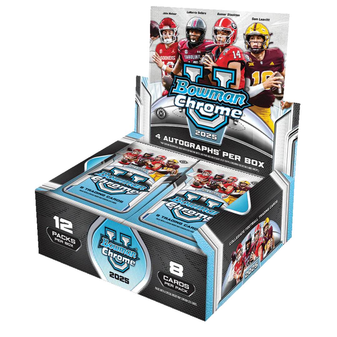 2025 Bowman University Chrome Football Hobby Jumbo 8 Box Case