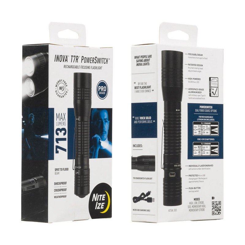 Nite Ize T7RA-01-R8 INOVA® T7R® PowerSwitch™ Rechargeable Focusing