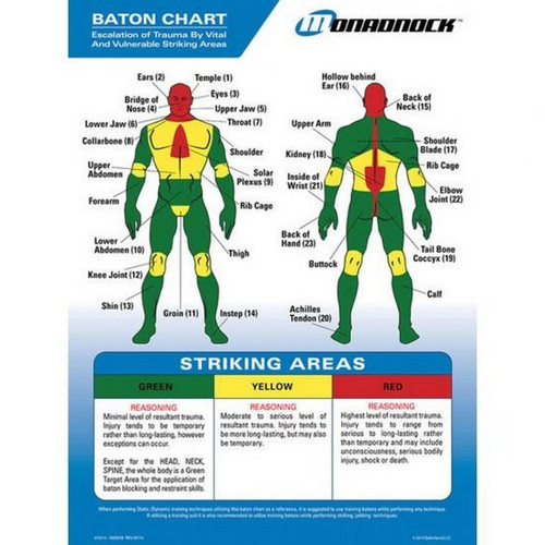 Monadnock 5010 Baton Trauma Zone Chart Card - 8" x 10"