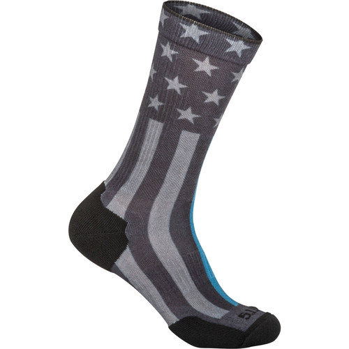 5.11 Tactical 10041AA Sock & Awe Crew Thin Blue Line Socks, Black