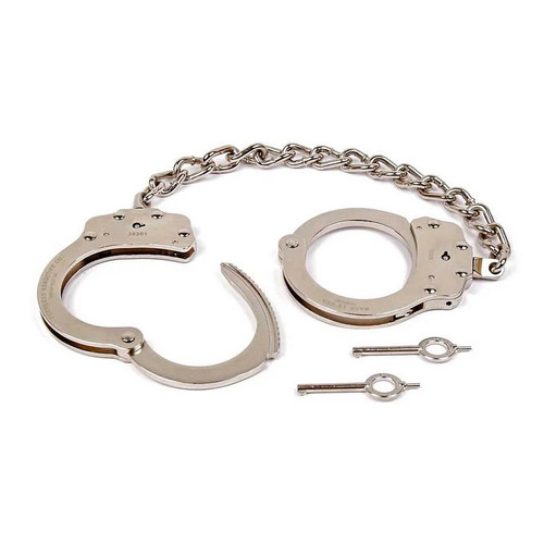 Peerless Model 700C-14X Chain-Linked Handcuffs & Keys w/ Extra Links, Nickel