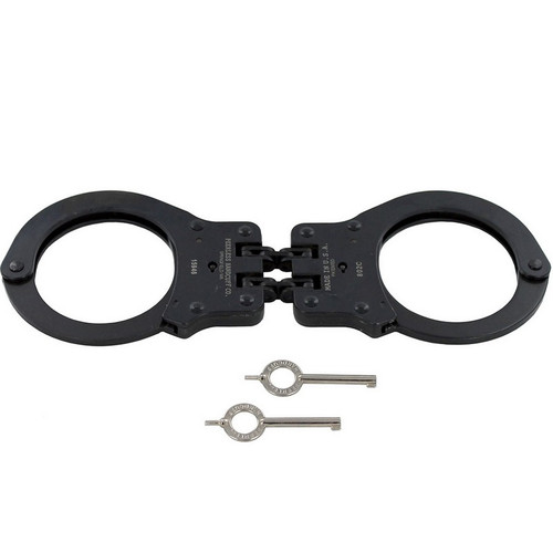Peerless Model 802C Hinge-Linked Push Pin Handcuffs & Keys 801P Cuffs, Black
