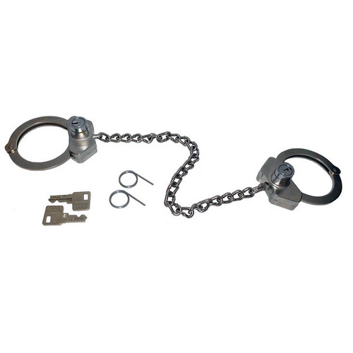 Peerless Model 703CHS High Security Chain-Link Leg Iron Handcuffs & Keys, Nickel