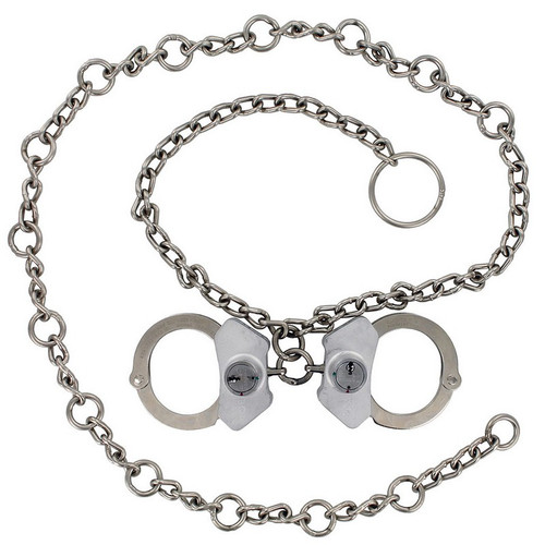 Peerless Model 7003CHS High Security Waist Chain w/ Linked Handcuffs, Nickel