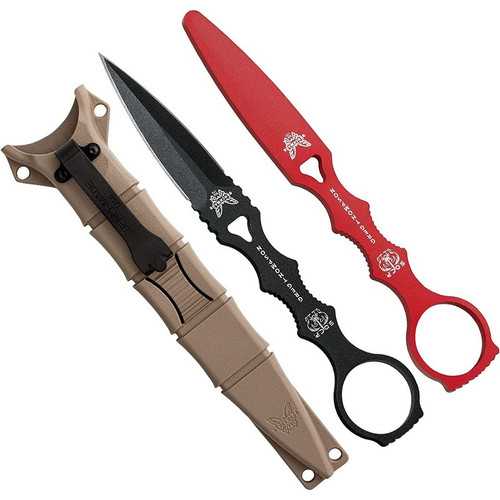 Benchmade 176BKSN SOCP Skeletonized Dagger & Red Trainer Combo w/Sand Sheath