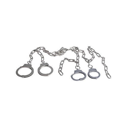 CTS Thompson Model 1010-9000AR AR Set 1010 Handcuffs Attached to 9000 Leg Cuffs by 30" Chain, Nickel