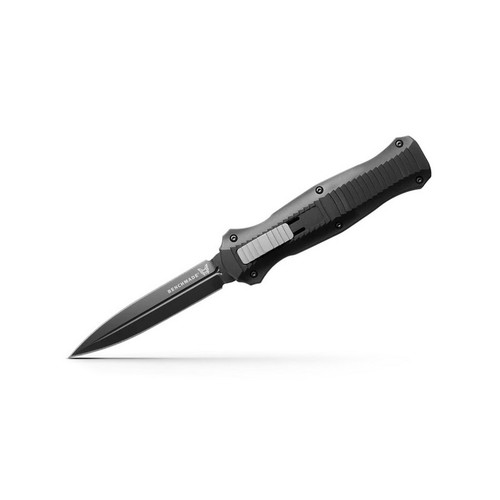 Benchmade 3300BK Infidel OTF Auto Knife (Out-the-Front) 3.91" Double-Edge Dagger Blade, Black Aluminum Handle