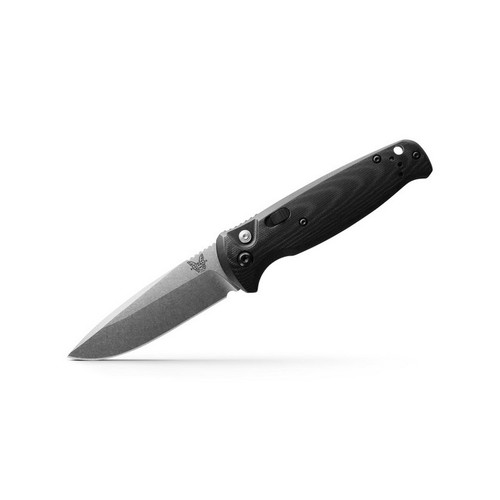 Benchmade 4300 CLA Auto Folding Knife 3.4" Drop Point Satin Blade, Black Contoured G10 Handle