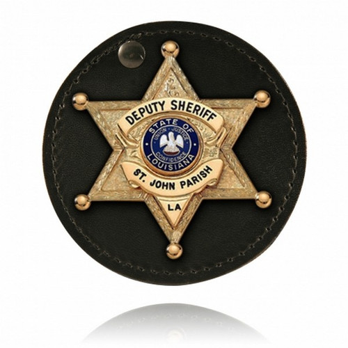Boston Leather Model 5889S 3" Circle Badge Holder, Hook & Loop Closure