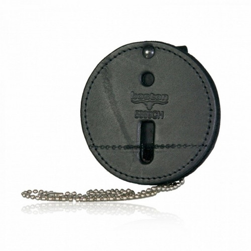 Boston Leather Model 5889CH 3.75" Circle Badge Holder, Hook & Loop Closure w/ Chain