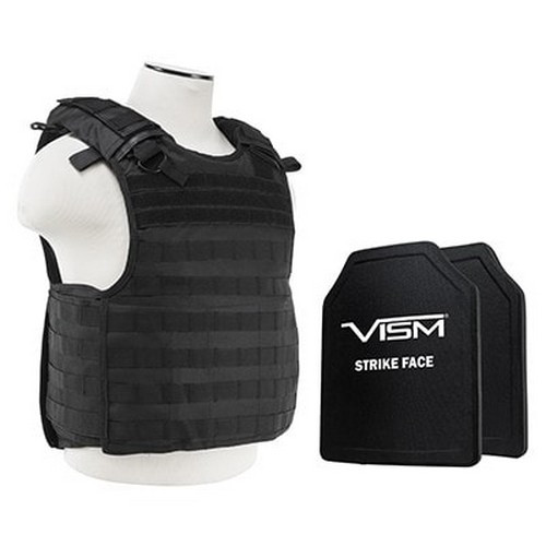 NcStar BPCVPCVQR2964 Quick Release Plate Carrier w/ PE Ballistic Hard Plates Shooters Cut - 10" x 12"