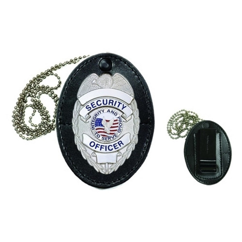 Hero's Pride 9140S Universal Leather Clip-on Oval Badge Holder - 2.625'' x 3.625'' - Shield (Not Recessed)