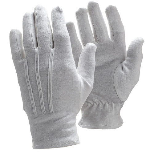 Hero's Pride 8778W White Cotton Parade Gloves (Grip Dots w/ Raised Pointing) Slip-On