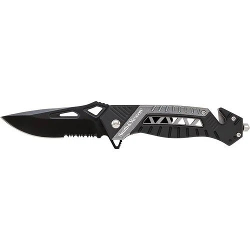 Smith & Wesson SW608S Liner Lock Folding Knife 3.44" 8Cr13MoV High Carbon Stainless Steel Blade, Black Handle
