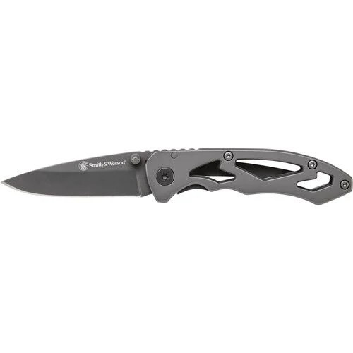 Smith & Wesson CK400 Frame Lock Drop Point Folding Knife 2.22" 7Cr17MoV High Carbon Stainless Steel Drop Point Blade, Stainless Steel Handle