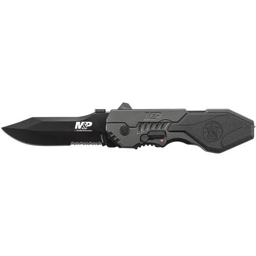 Smith & Wesson SWMP4LS M&P M.A.G.I.C.® Assisted Opening Folding Knife 3.60" 4034 Stainless Steel Partially Serrated Blade, Aluminum Handle