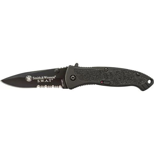 Smith & Wesson SWATLBS Large S.W.A.T.® M.A.G.I.C.® Assisted Opening Liner Lock Folding Knife 3.70" 4034 Stainless Steel Partially Serrated Drop Point Blade, Aluminum Handle