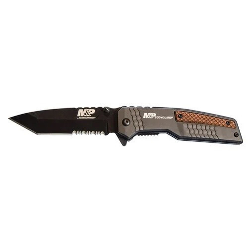 Smith & Wesson 1085900 M&P® Bodyguard Finger Flipper Folding Knife 3.62" Black Oxide Blade, Black Aluminum Handle