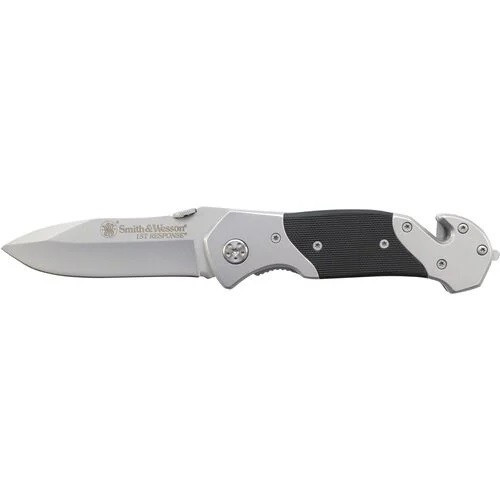 Smith & Wesson SWFR 1st Response Liner Lock Folding Knife 3.3" 7Cr17MoV High Carbon Stainless Steel Straight Edge Drop Point Blade, Steel Handle Smith & Wesson SWFR 1st Response Liner Lock Folding Knife 3.3" 7Cr17MoV High Carbon Stainless Steel Straight Edge Drop Point Blade, Steel Handle
