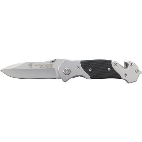 Smith & Wesson SWFR 1st Response Liner Lock Folding Knife 3.3" 7Cr17MoV High Carbon Stainless Steel Straight Edge Drop Point Blade, Steel Handle