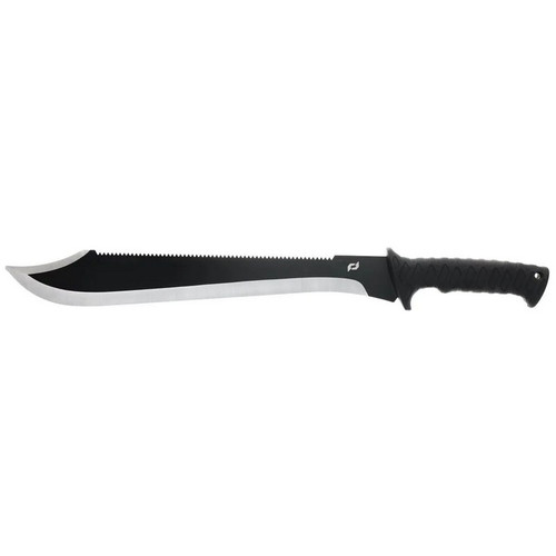 Schrade 1182528 Decimate Sawback Machete 14" 3CR13 Clip Point Blade, Black OverMold Handle