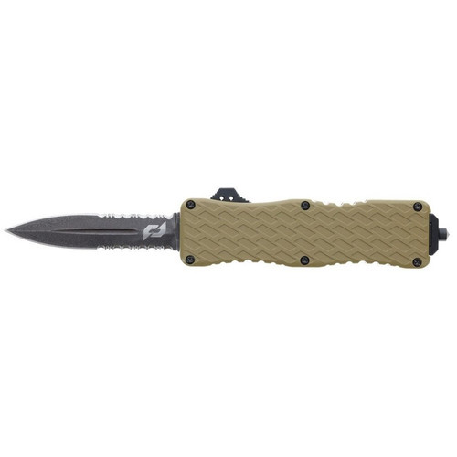 Schrade 1159305 Uproar Tactical D/A OTF Out-the Front Auto Knife 3" D2 Steel Serrated Dagger Blade, Flat Dark Earth Handle