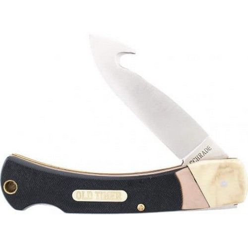 Old Timer 157OT Golden Claw Lockback Folding Guthook Pocket Knife 3.50" 7Cr17 High Carbon Stainless Steel Drop Point Blade, Sawcut Handle
