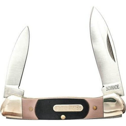 Old Timer 1011OT Small Canoe Folding Pocket Knife 7Cr17 High Carbon Stainless Steel Drop Point Blade, Sawcut Handle