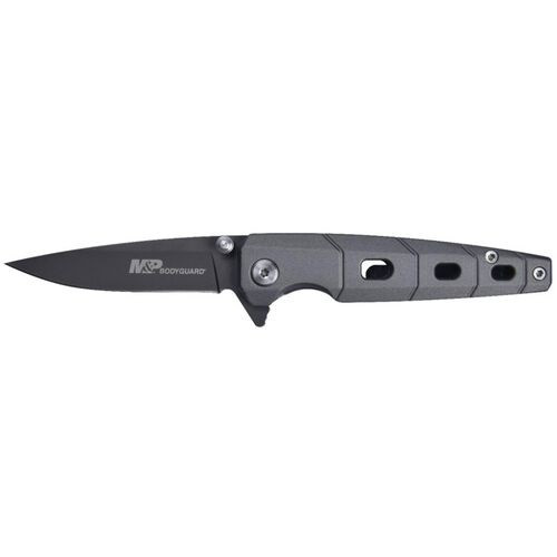 Smith & Wesson 1100068 M&P® Bodyguard Ti & Grey Liner Lock Folding Knife 2.56" 8Cr13MoV Steel Drop Point Blade, Rubberized Aluminum Handle