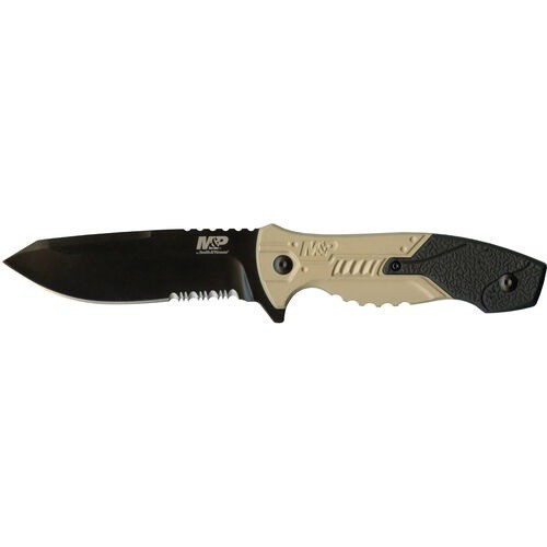 Smith & Wesson SWMPF2CS M&P® Full Tang Fixed Knife 4.10" Black Oxide Blade, Black & Tan Handle