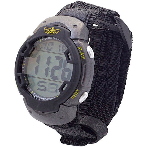 UZI 89 Guardian Digital Watch Alarm Chrono Stainless Steel Caseback, Nylon Strap