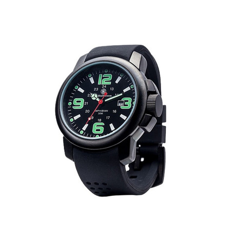 Smith & Wesson SWW-1100 Amphibian Commando Watch Japanese Movement Stainless Steel Caseback, Rubber Strap