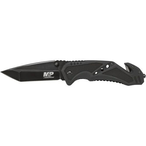 Smith & Wesson SWMP11B M&P® Liner Lock Folding Knife 3.79" 7Cr17MoV High Carbon Stainless Steel Tanto Blade, Black G-10 Handle