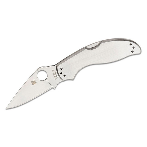 Spyderco C261P byrd UpTern Folding Knife 2.82" 8Cr13MoV Plain Edge Blade, Stainless Steel Handle