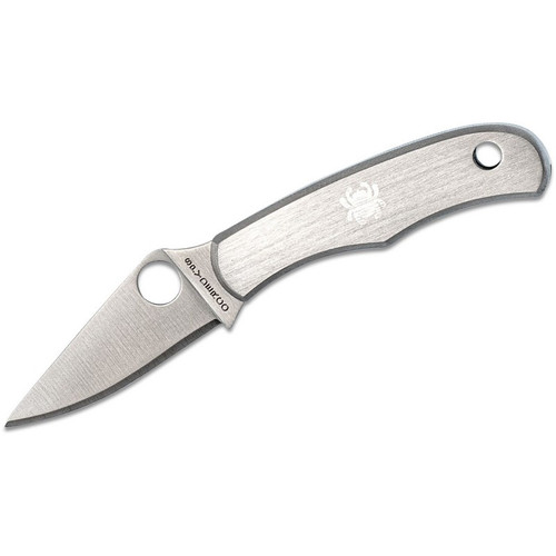Spyderco C133P Bug Folding Knife 1.27" 3Cr13 Plain Edge Blade, Stainless Steel Handle