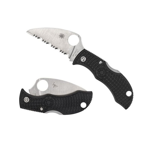 Spyderco MBKLFPS Manbug Lightweight Leaf Folding Knife 1.90" VG-10 Spyder Edge Blade, Black FRN Handle