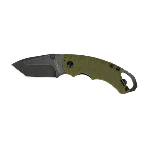 Kershaw 8750TOLBW Shuffle II Tanto, Olive Blackwash Folding Knife American Tanto 2.60" Black-Oxide BlackWash Coating 8Cr14MoV Plain Edge Blade, Olive Handle